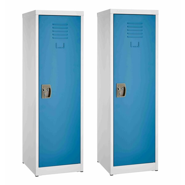 Adiroffice 48in H x 15in W Steel Single Tier Locker in Blue, 2PK ADI629-01-BLU-2PK
